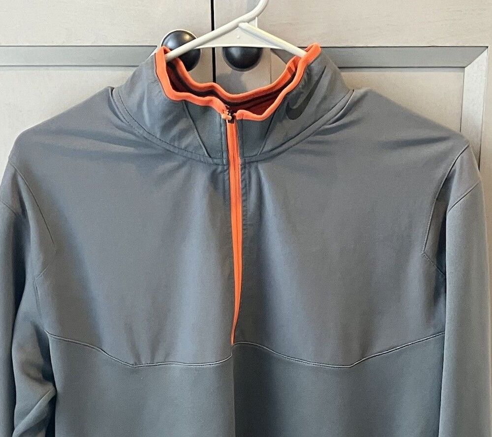 Nike Golf Pullover Mens Medium Gray Tour Performance 1/4 Zip Long Sleeve Stretch